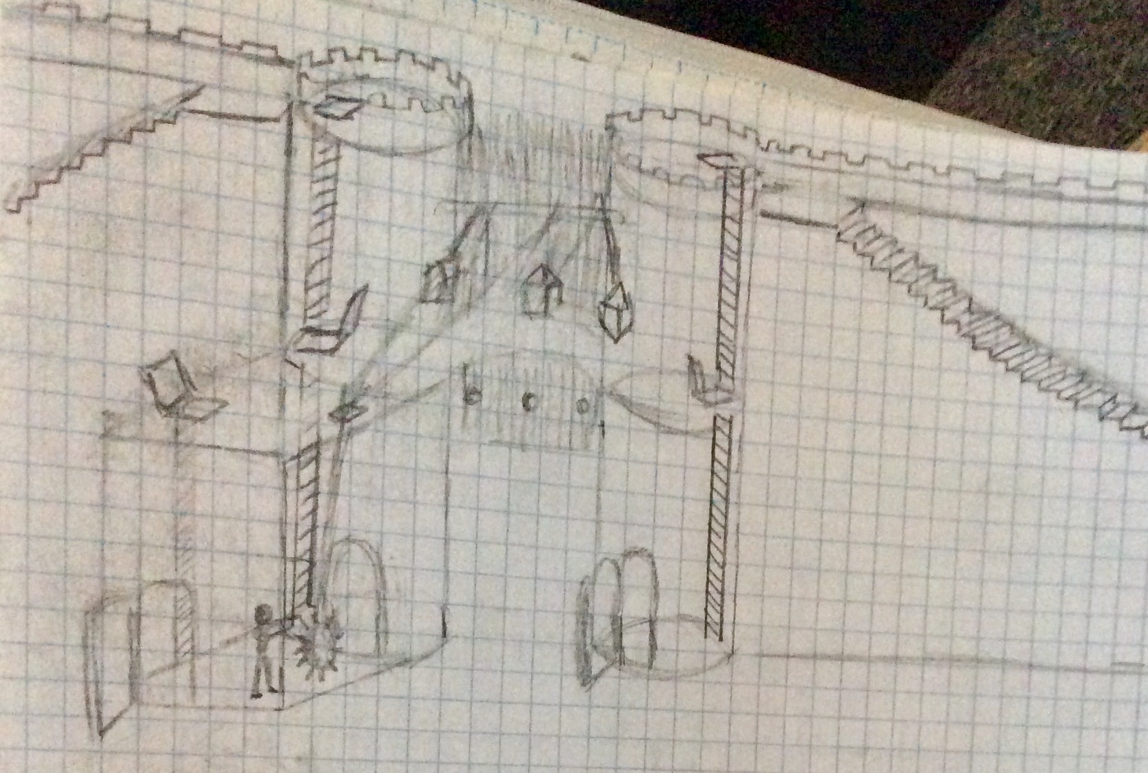 Rockcliff Castle gate towers from the inside